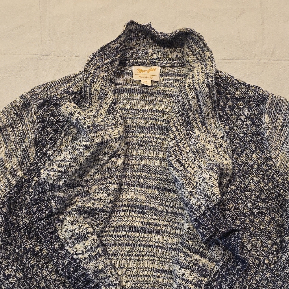 Wrangler Women's Navy and Gray Open Drape‎ Front Cardigan M